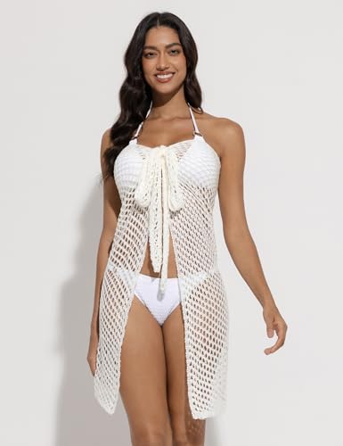 Women's Crochet Sarong Cover Up Skirt - Small-Medium, White