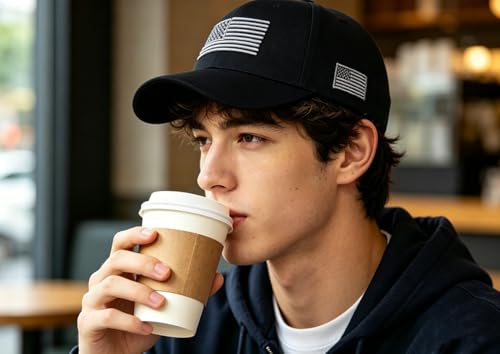 USA Flag Baseball Cap - Unisex Patriotic Hat - Black