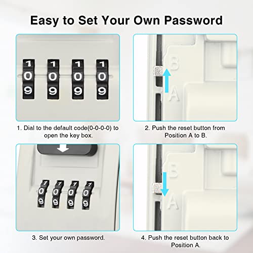 Key Lock Box for Outside - Lock Box for House Keys - Key Lockbox for Key Storage Outdoor, 4 Digit Combination Lock Box for Outside Realtors Garage Spare Keys