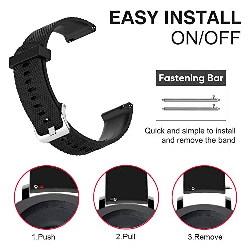 20mm Silicone Replacement Wristband for Garmin Watches - Black, Small
