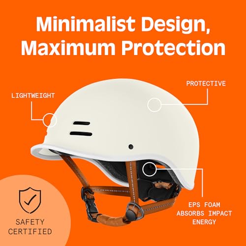 Adult Bike Helmet - Adjustable Dial, Matte Eggshell, Medium 57-59cm