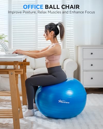 Srsrana Hot Pink Exercise Ball 23-26in for Yoga Pilates Pregnancy Core Stability