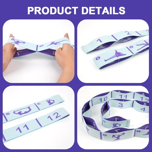 Yoga Stretching Strap with 12 Loops - 2 PCS for Physical Therapy