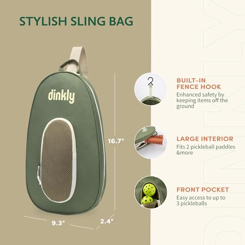 Pickleball Paddle Set - 2 Graphite Rackets with Carry Bag - Wave Check Dark Green