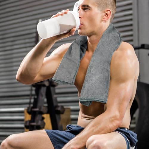 Highly Absorbent Microfiber Gym Towels - 3 Pack, 16 x 27 Inch, Grey