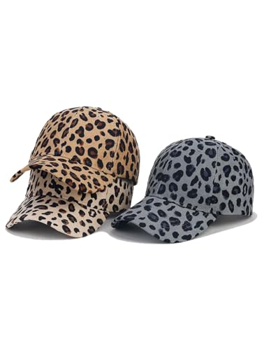 Nanwansu Adjustable Leopard Print Baseball Cap Beige One Size Sun Hat