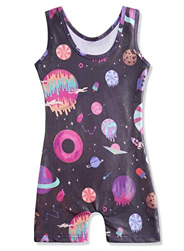 Girls Gymnastics Leotard Biketard - Sweet Planets, 3-4T