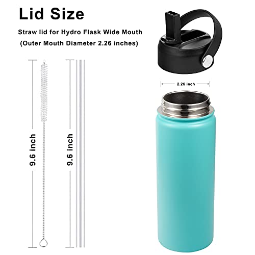 Straw Lid for Hydro Flask Wide Mouth Water Bottle, Black