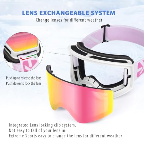 Adult Ski Goggles - Pink Parent-Child Over Glasses Design