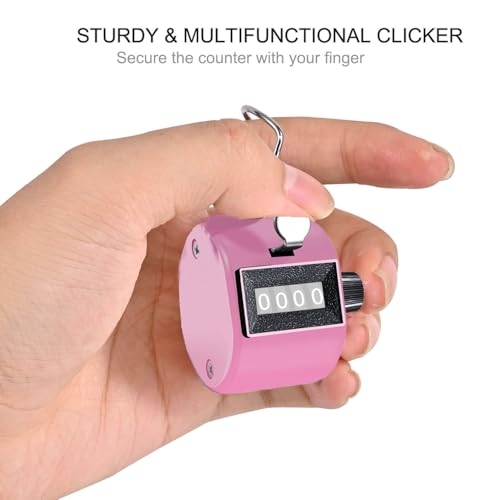4-Digit Mechanical Handheld Tally Counter - 2 Pack - Pink & White