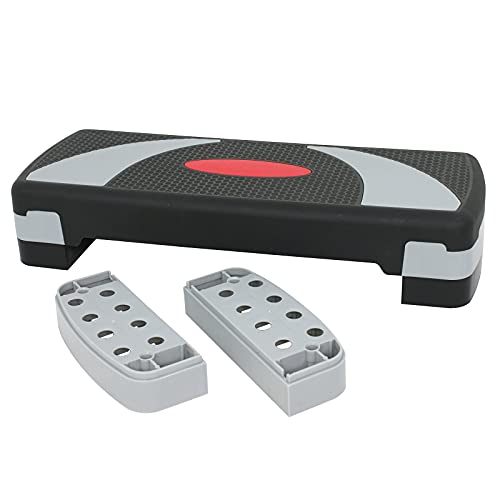Aerobic Step Platform - 31-Inch Adjustable Workout Stepper - Black-Grey