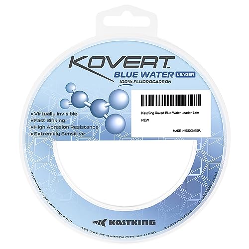 KastKing Kovert Blue Water Fluorocarbon Leader Line 30LB 50 Yards - Clear, Saltwater Fishing Tackle