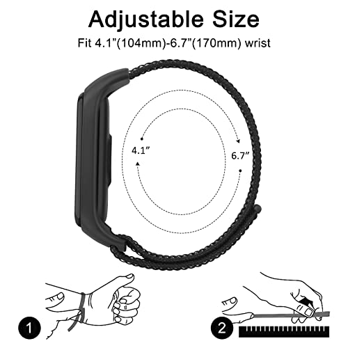 Soft Nylon Sport Strap for Amazfit Band 5 - 2 Pack, Black & Dark Blue