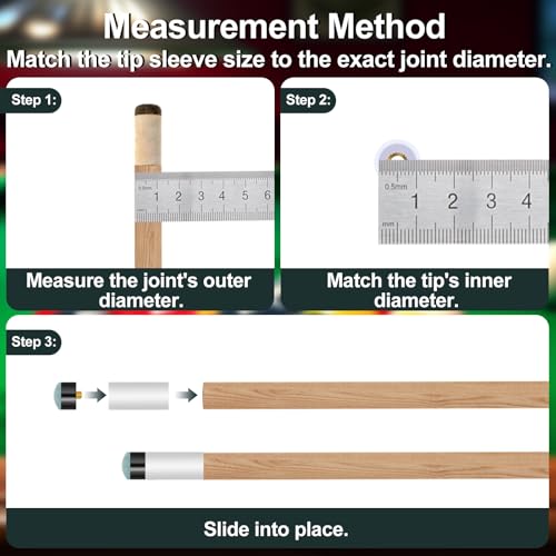 Billiard Cue Tips Replacement Set - 12mm & 13mm, 10pcs