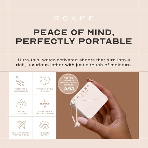 Roame Portable Dissolvable Hand Soap Sheets - Travel 50 Count