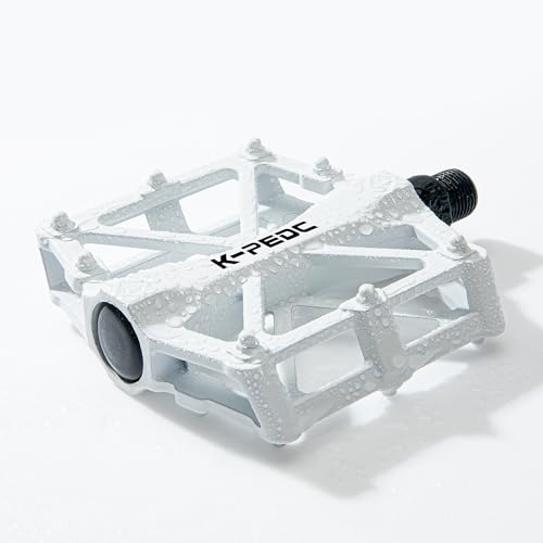 GPMTER White Bike Pedals 9/16 for MTB & Road Bikes, Anti-Skid Aluminum Platform