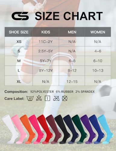 CS CELERSPORT Youth and Adult Baseball Socks 2 Pack, Over Calf Tube, Medium Red
