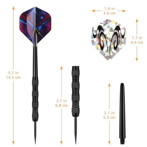 Accmor Black Symbols Metal Darts Set 18 Pack – Professional Steel Tip Darts for Dartboard