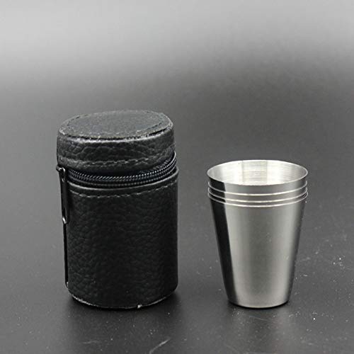 30ml Stainless Steel Shot Cups - 4 Pack with Black Case