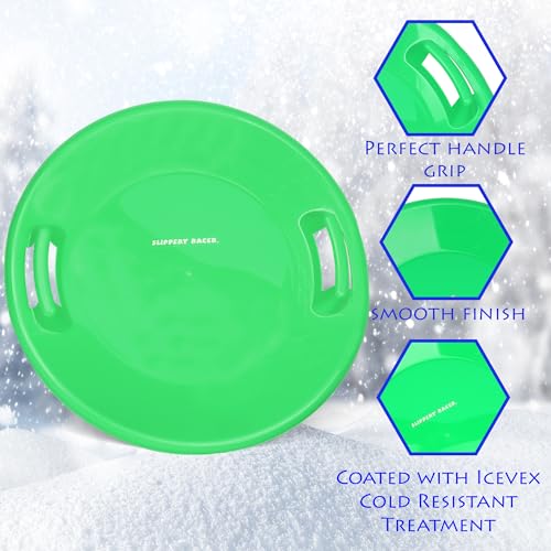 Heavy-Duty Cold Resistant Snow Sled with Handles - Green