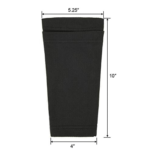 Youth Soccer Shin Guard Sleeves - Black Protective Leg Sleeves with Pouch