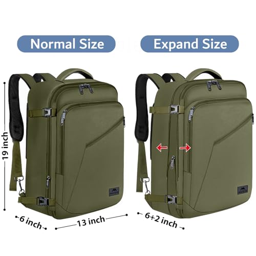 MATEIN Olive Green Expandable Travel Backpack Large Carry-On Bag