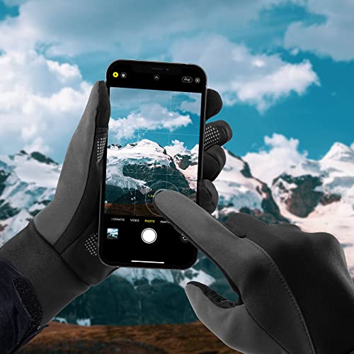 FanVince Winter Touchscreen Thermal Gloves for Men & Women - Black-Gray, Small/Men & Medium/Women
