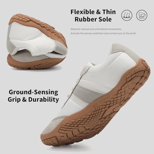 Grand Attack Womens Barefoot Minimalist Trail Running Shoes, 8 Wide /651/White Grey
