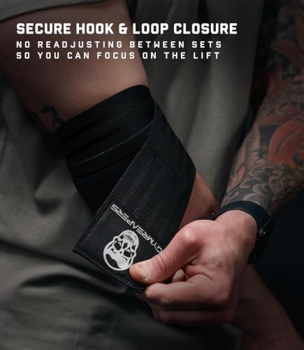 Elbow Wraps for Weightlifting - 40'' Compression Strap - Black