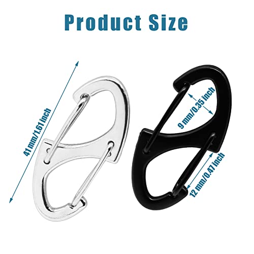 Dual Carabiner Clips - 20 Pack in Black and White