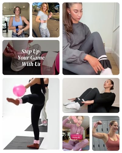 KURE.FIT Pink 1LB Pilates Wrist & Ankle Weights – Adjustable, Wearable