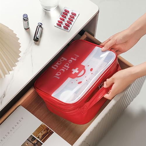 Compact Empty First Aid Bag for Emergency Medical Storage - Red