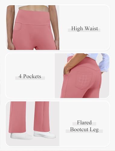 Stretchy Pink Yoga Dress Pants - Women's Flared Leggings, Medium