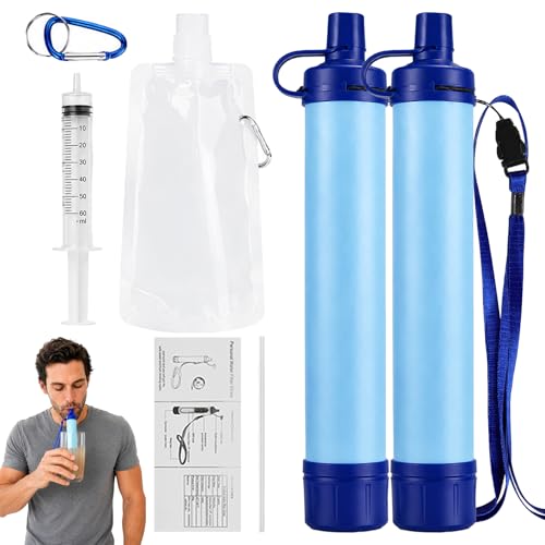 Emergency Water Filter Straw 2PCS - Portable, Lightweight for Hiking, Camping & Travel