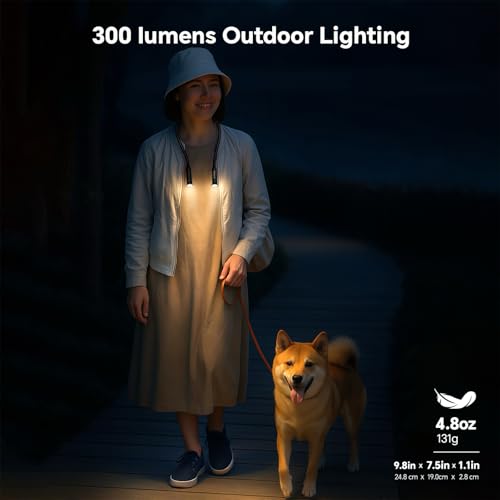 Rechargeable 300 Lumens Neck Light for Hands-Free Lighting-Perfect Light for Mechanics, Camping, Hunting, DIY Projects, Reading,Barbecuing