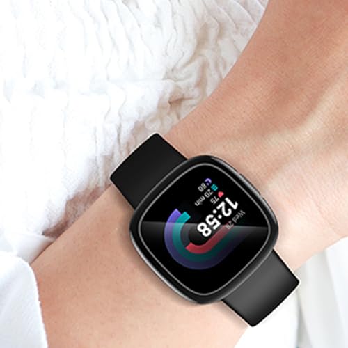 TPU Case for Fitbit Sense 2 & Versa 4 - 2 Pack Screen Protector (Black/Black)