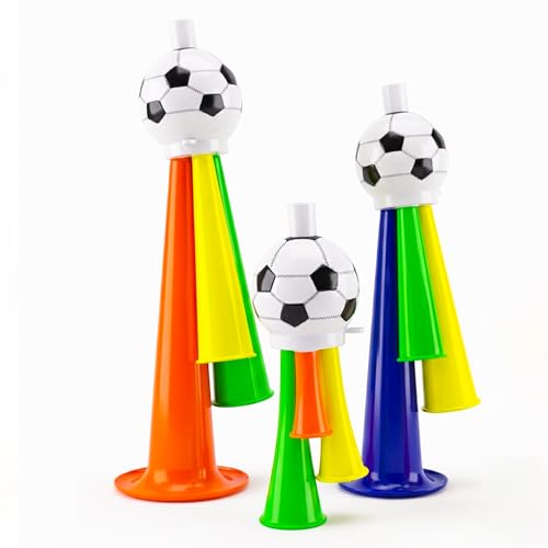 3-Piece Multicolor Vuvuzela Horn Set - Loud Cheering Toys for Soccer