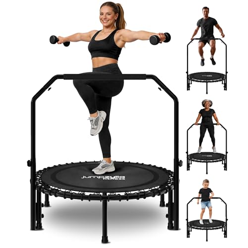 Mini Rebounder Trampoline for Adults - 40 Inch Black with Bar