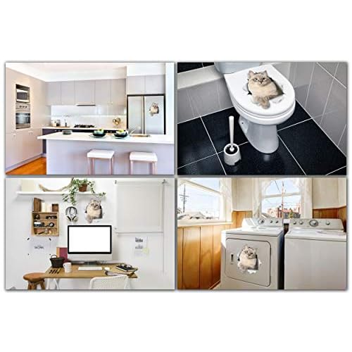 Winston & Bear 3D Cat Stickers - 2 Pack - Siberian Kitty Cat Decals for Wall - Stickers for Bedroom - Fridge - Toilet - Room - Retail Packaged