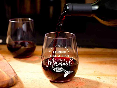 Stemless Wine Glass - Unbreakable Tritan Plastic, 16 Ounces - Mermaid Gift