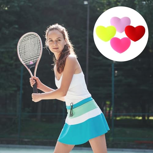 4pcs Tennis Racket Vibration Dampeners - Heart Shaped Silicone Shock Absorbers
