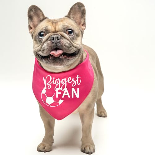 Biggest Fan Dog Bandana - Adjustable Cotton Triangle - Red, One Size