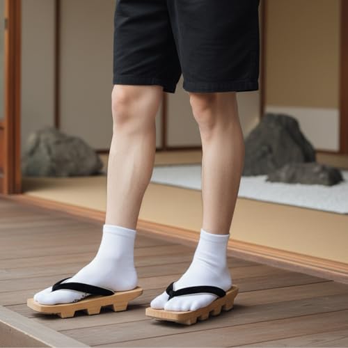 4 Pairs Japanese Tabi Socks with Anti-Slip Dots - Black & White