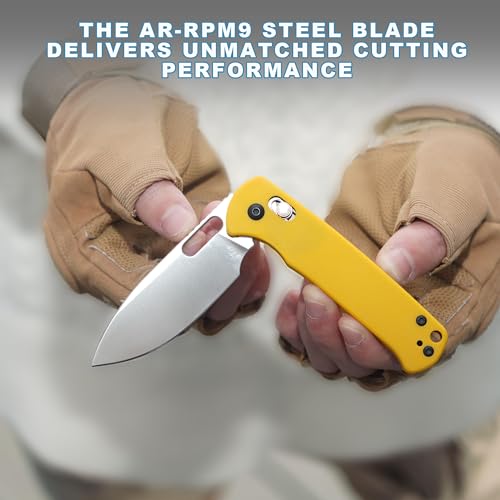 CJRB Hectare-Alt Pocket Knife Yellow 3.11'' AR-RPM9 Steel Blade, G10 Handle