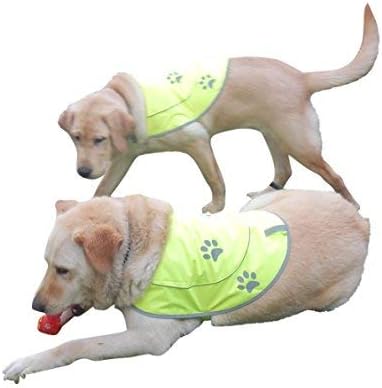 Skiennix Dog Reflective Vest - High Visibility Safety Jacket with Elastic Straps | Yellow, XX-Large