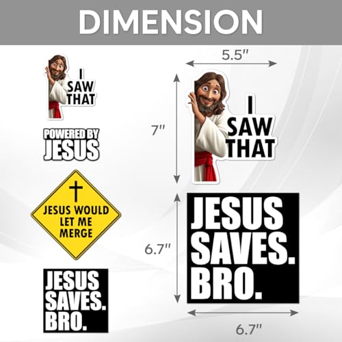 Pack 11 Pcs Christian Jesus I Saw That Sticker for Cars Vehicles Trucks Laptops Cute Funny Sayings Bumper Stickers Reusable Removable Vinyl Wall Decals Car Exterior Accessories