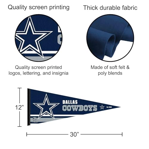 Dallas Cowboys Pennant Banner Flag - 12x30 Inch Felt Flag