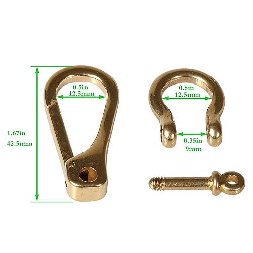 Brass Detachable Keychain Clip - U Shackle Fob Wallet Accessory