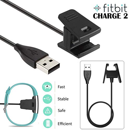 Fitbit Charge 2 Compatible Charging Cable – Replacement USB Charger Cord, Cradle Dock Adapter for Fitbit Charge 2 Heart Rate Fitness Wristband (1-Pack)