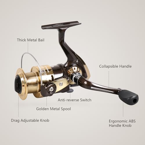 RESTCLOUD Gf5000 Spinning Fishing Reel - 3 Ball Bearings, Left/Right Retrieve, Front-Adjustable Drag